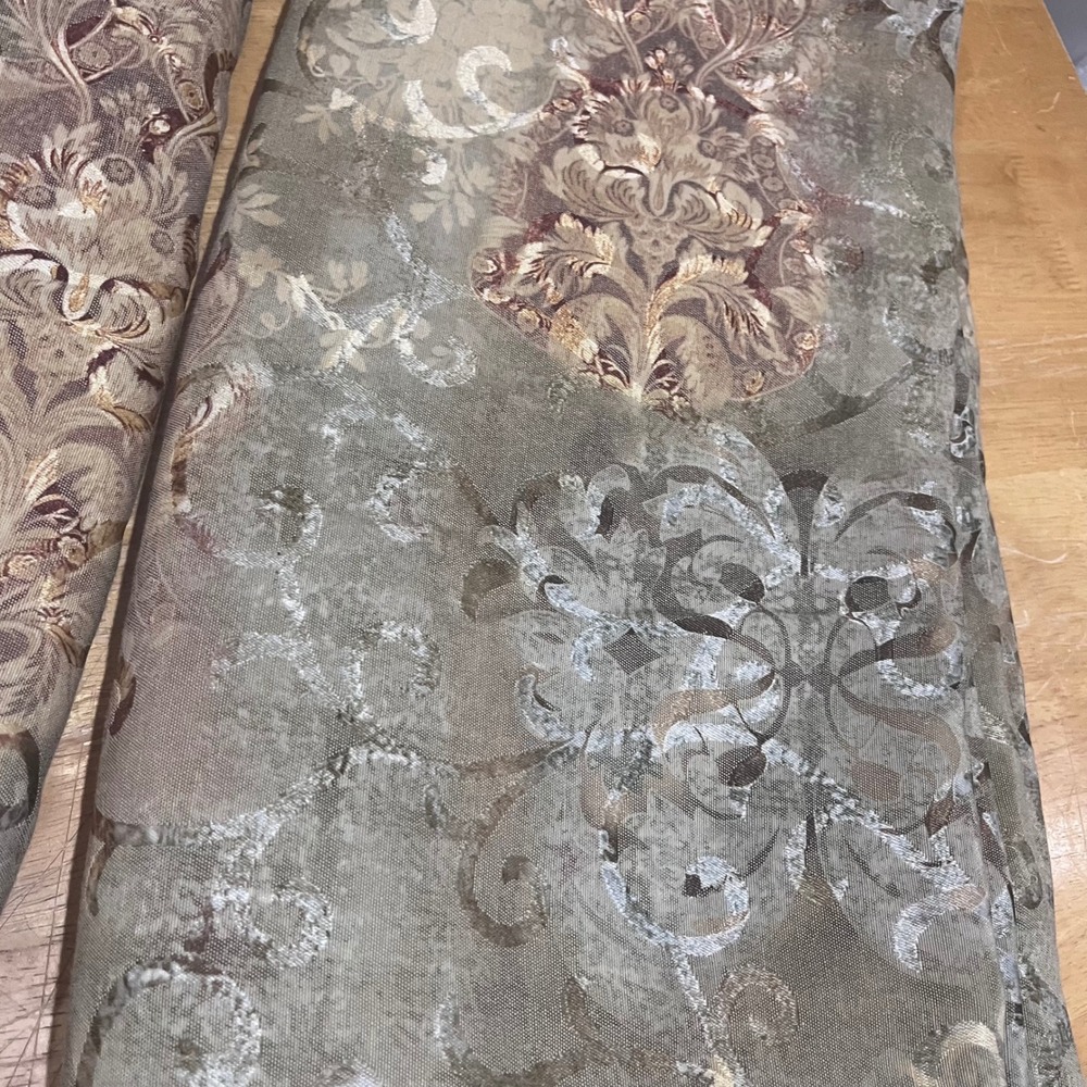 Croscill Home Damask Floral Curtains 2 Panels 40x84 Vtg Regency Sage Gold Green - Picture 2 of 7